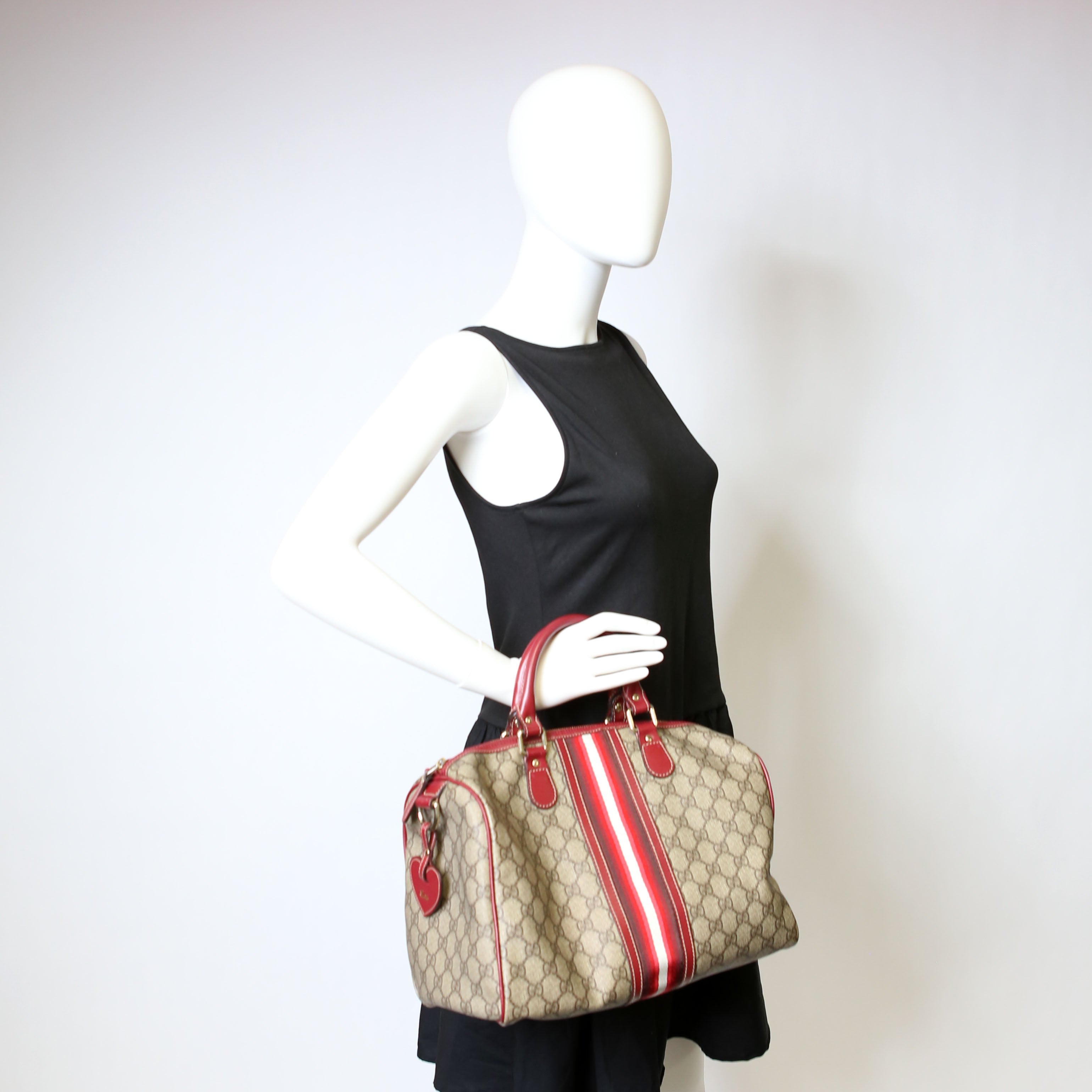 207942 GG Canvas Boston Bag Red