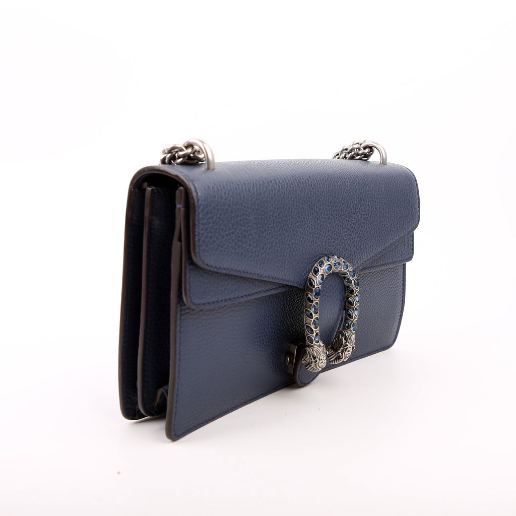 Gucci 400249 Dionysus Leather Shoulder Small Navy