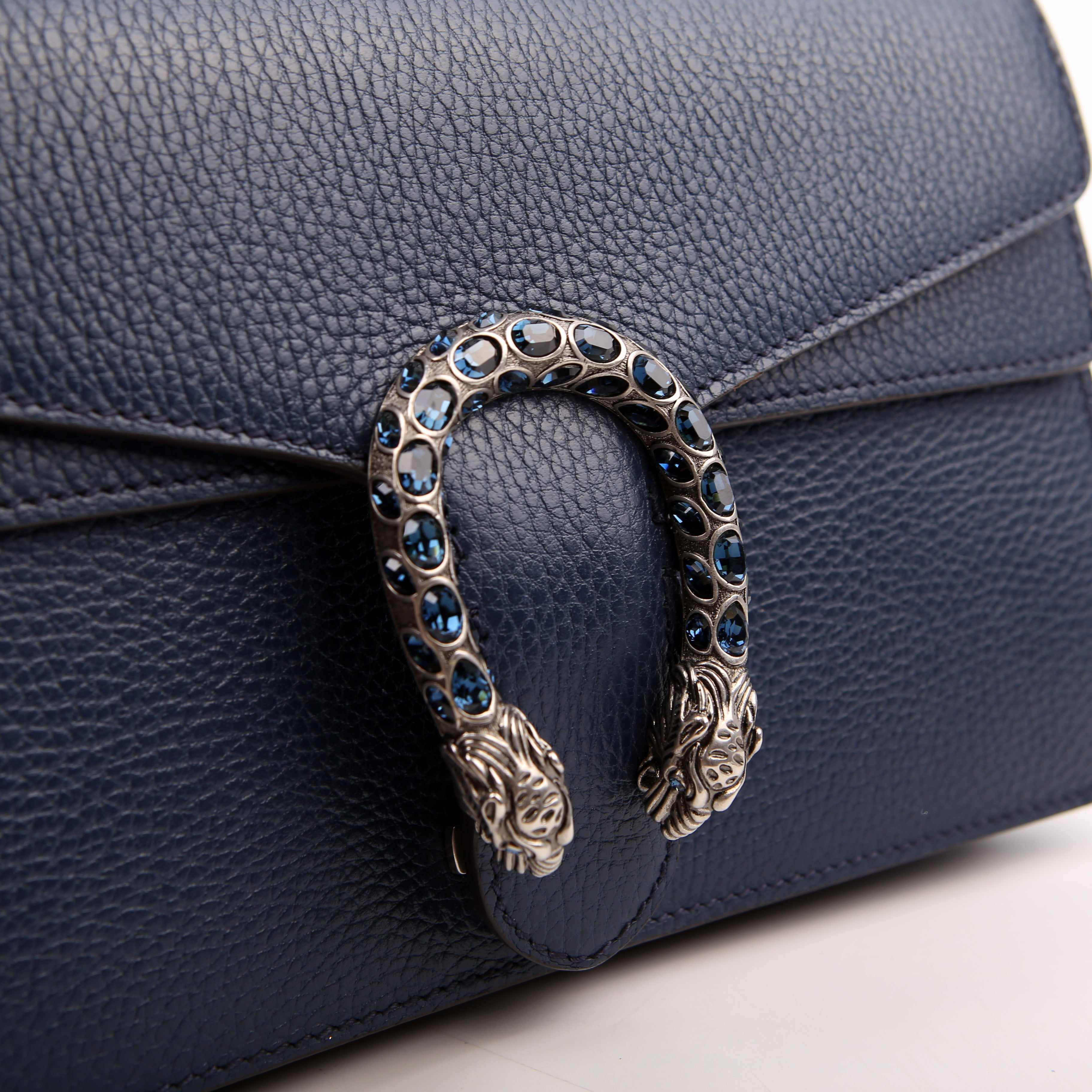 Gucci 400249 Dionysus Leather Shoulder Small Navy
