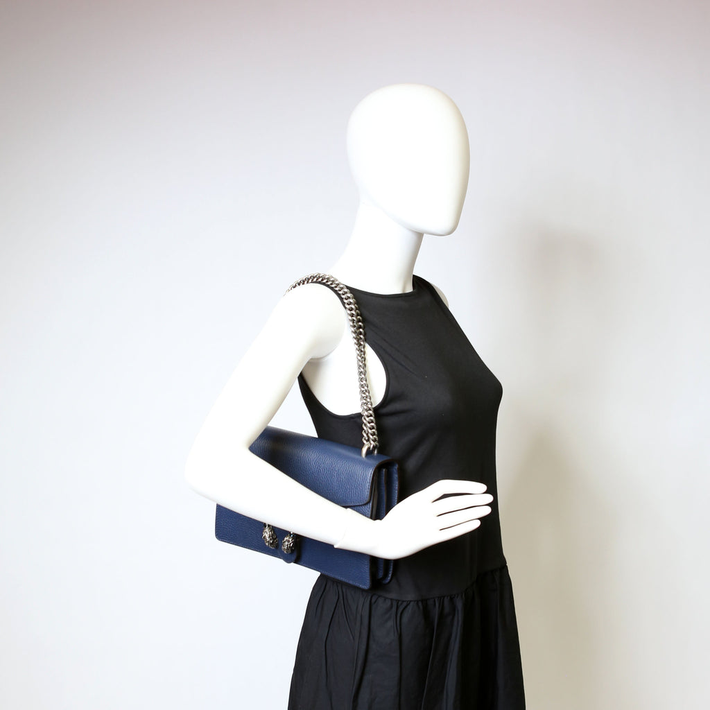 Gucci 400249 Dionysus Leather Shoulder Small Navy