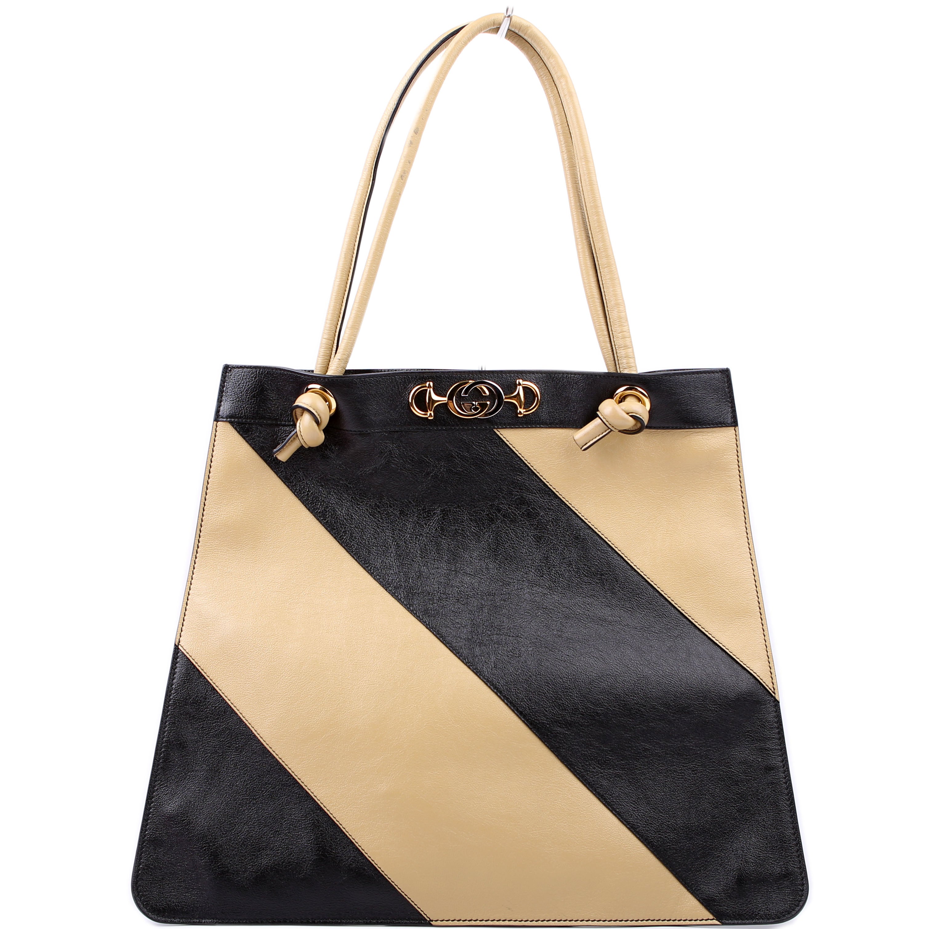 Gucci 576463 Zumi Leather Tote Black/Tan
