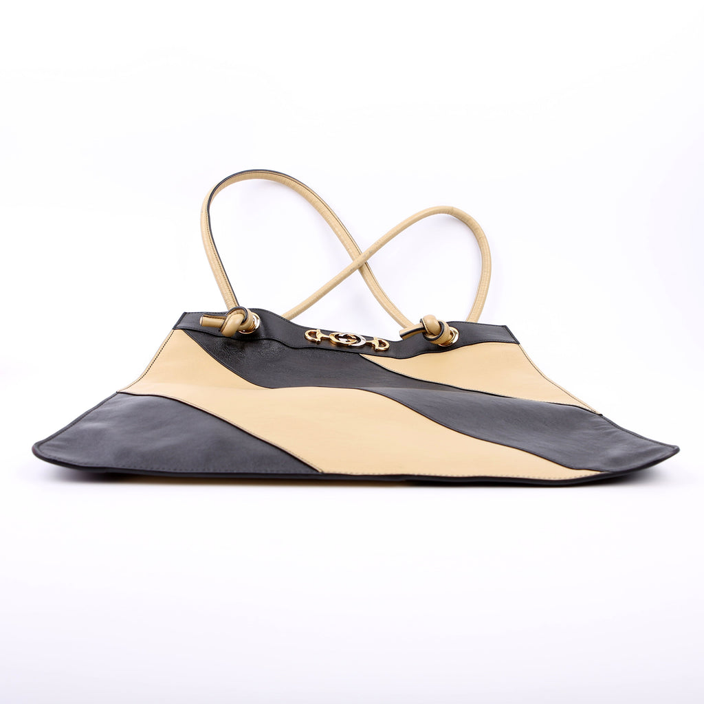 Gucci 576463 Zumi Leather Tote Black/Tan