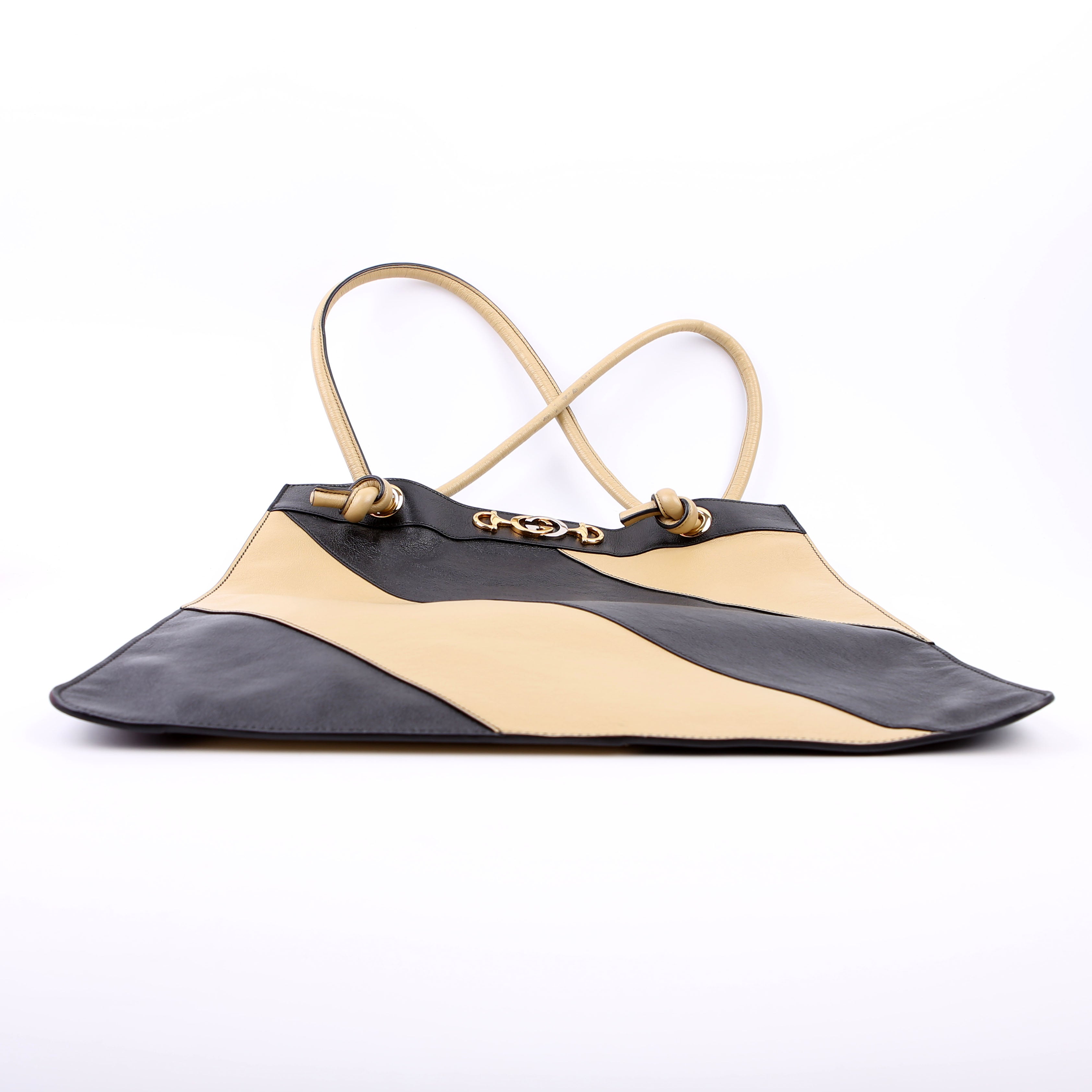 Gucci 576463 Zumi Leather Tote Black/Tan