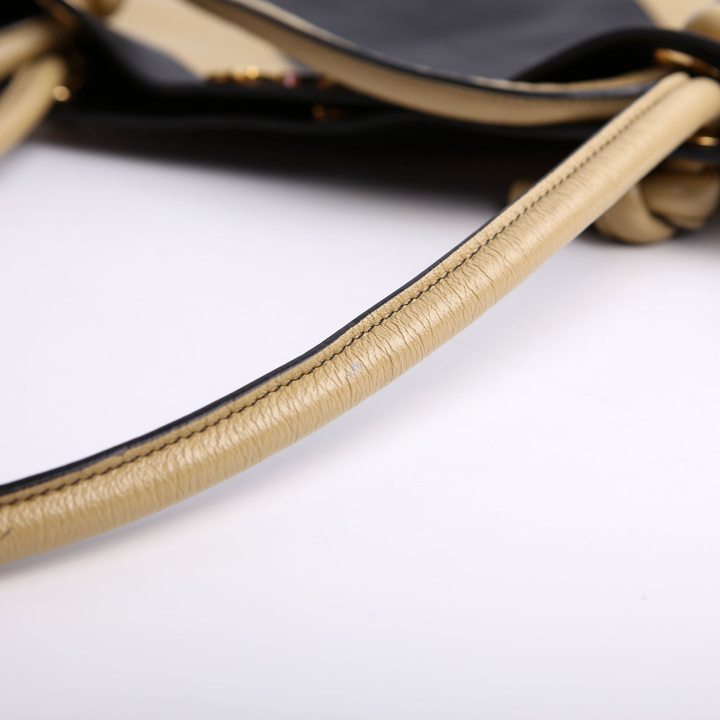 Gucci 576463 Zumi Leather Tote Black/Tan
