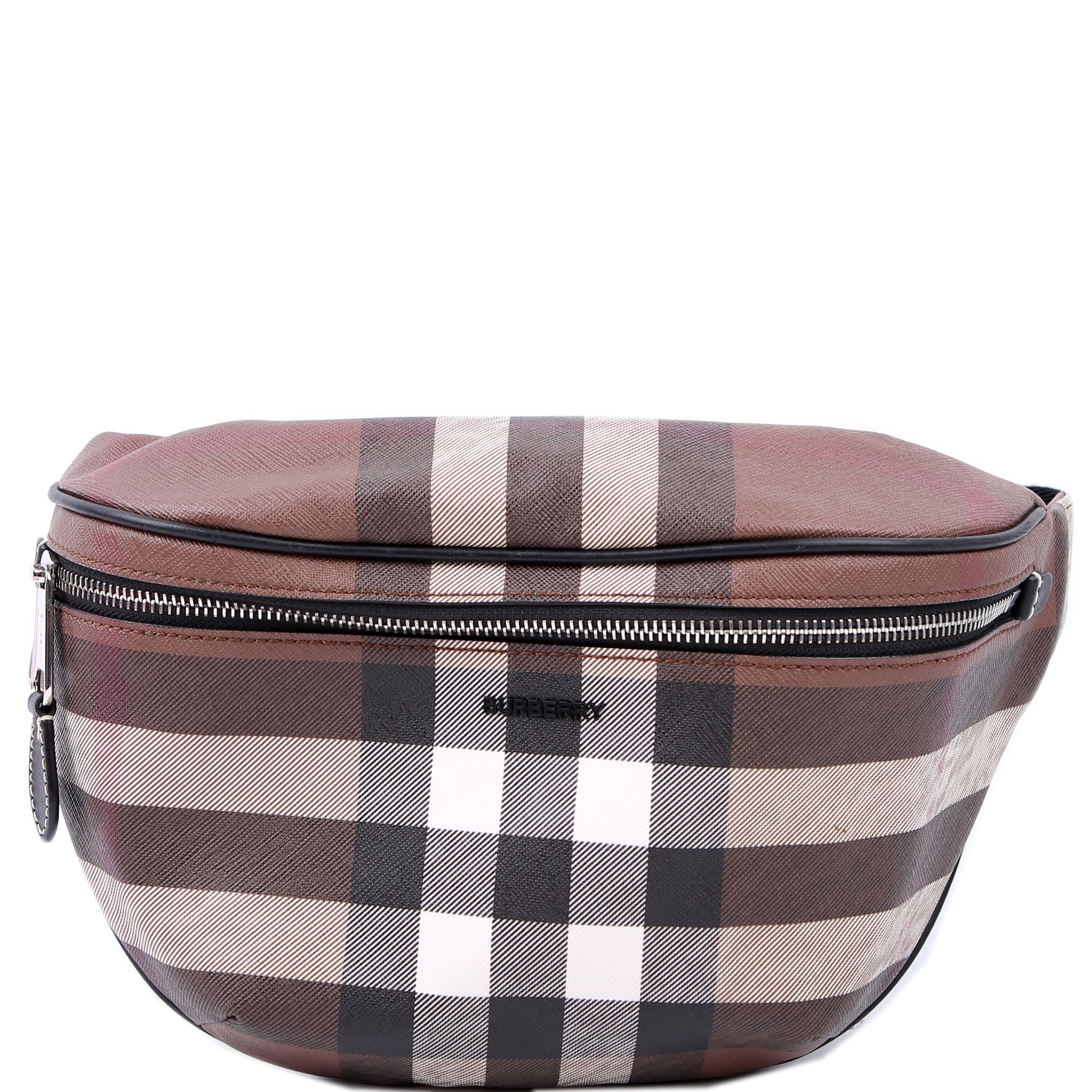 Cason E-Canvas Check Belt Bag Brown/Black