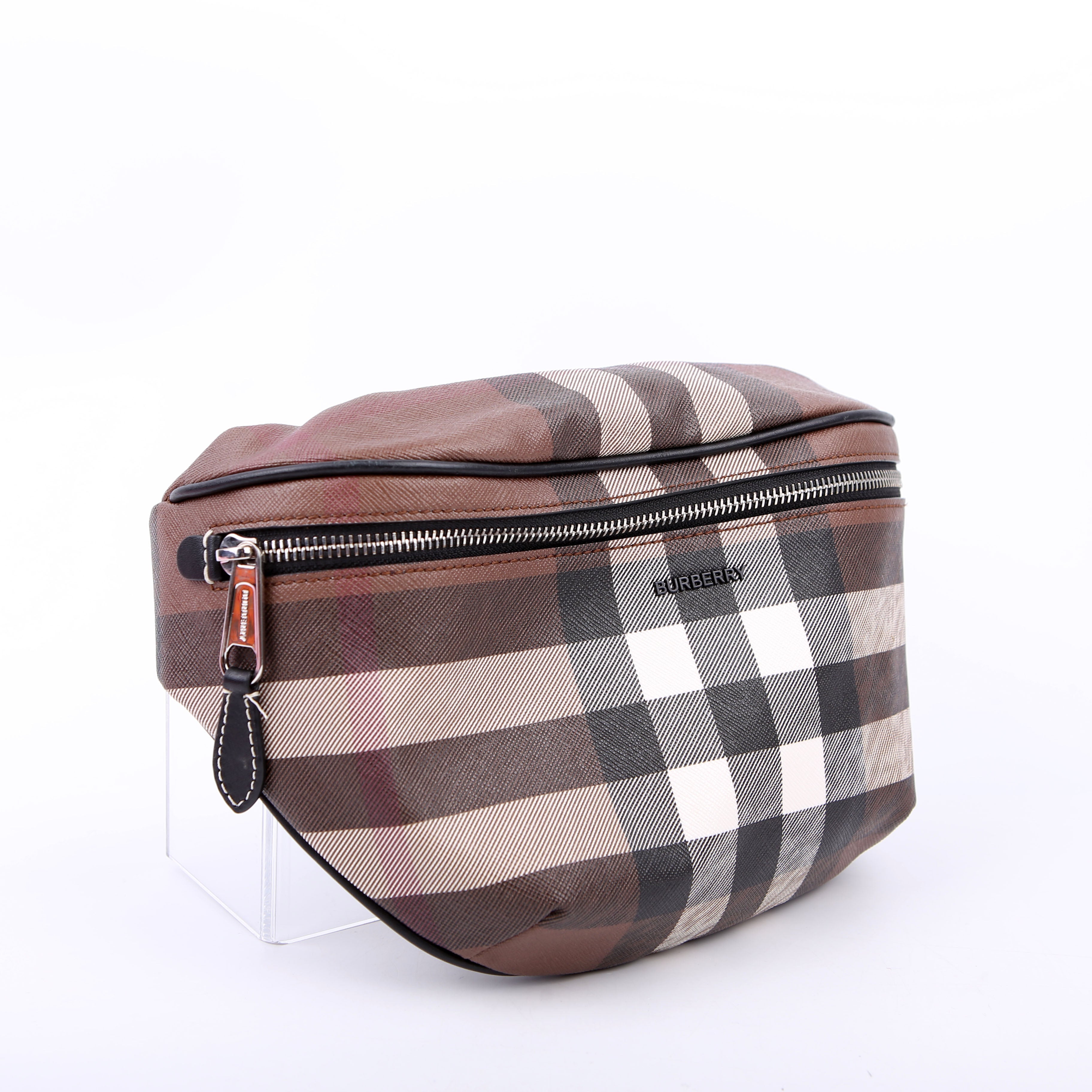 Cason E-Canvas Check Belt Bag Brown/Black