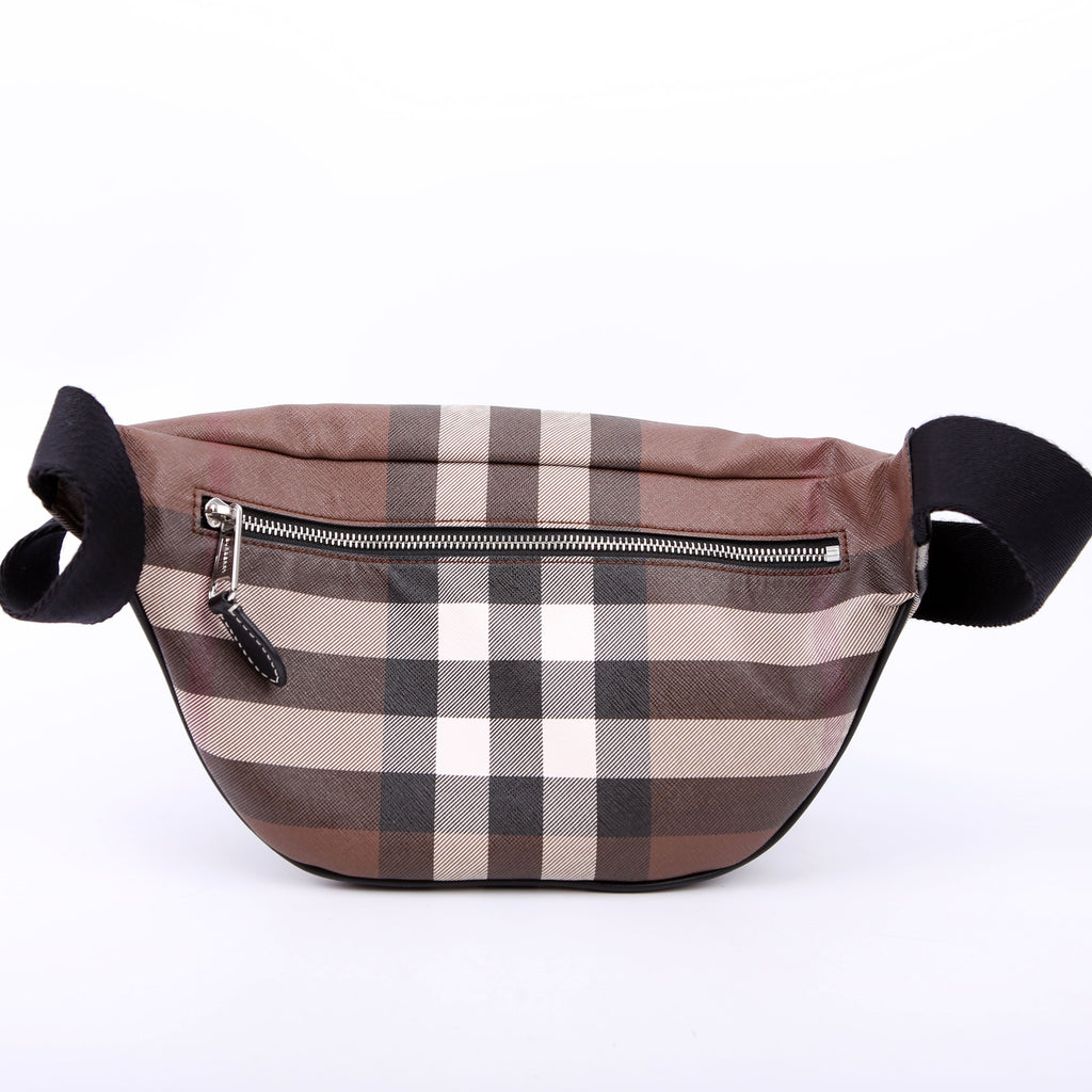 Cason E-Canvas Check Belt Bag Brown/Black