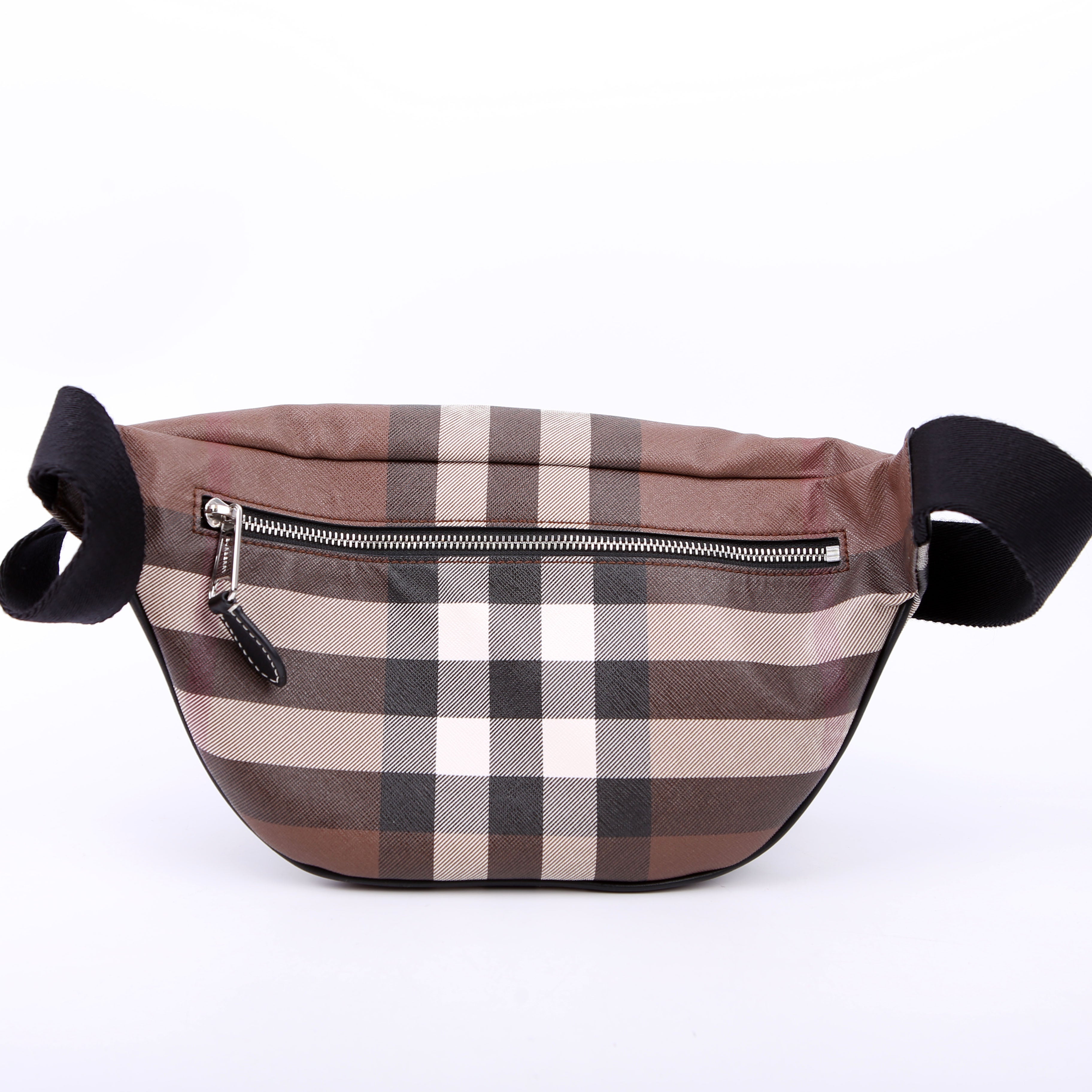 Cason E-Canvas Check Belt Bag Brown/Black