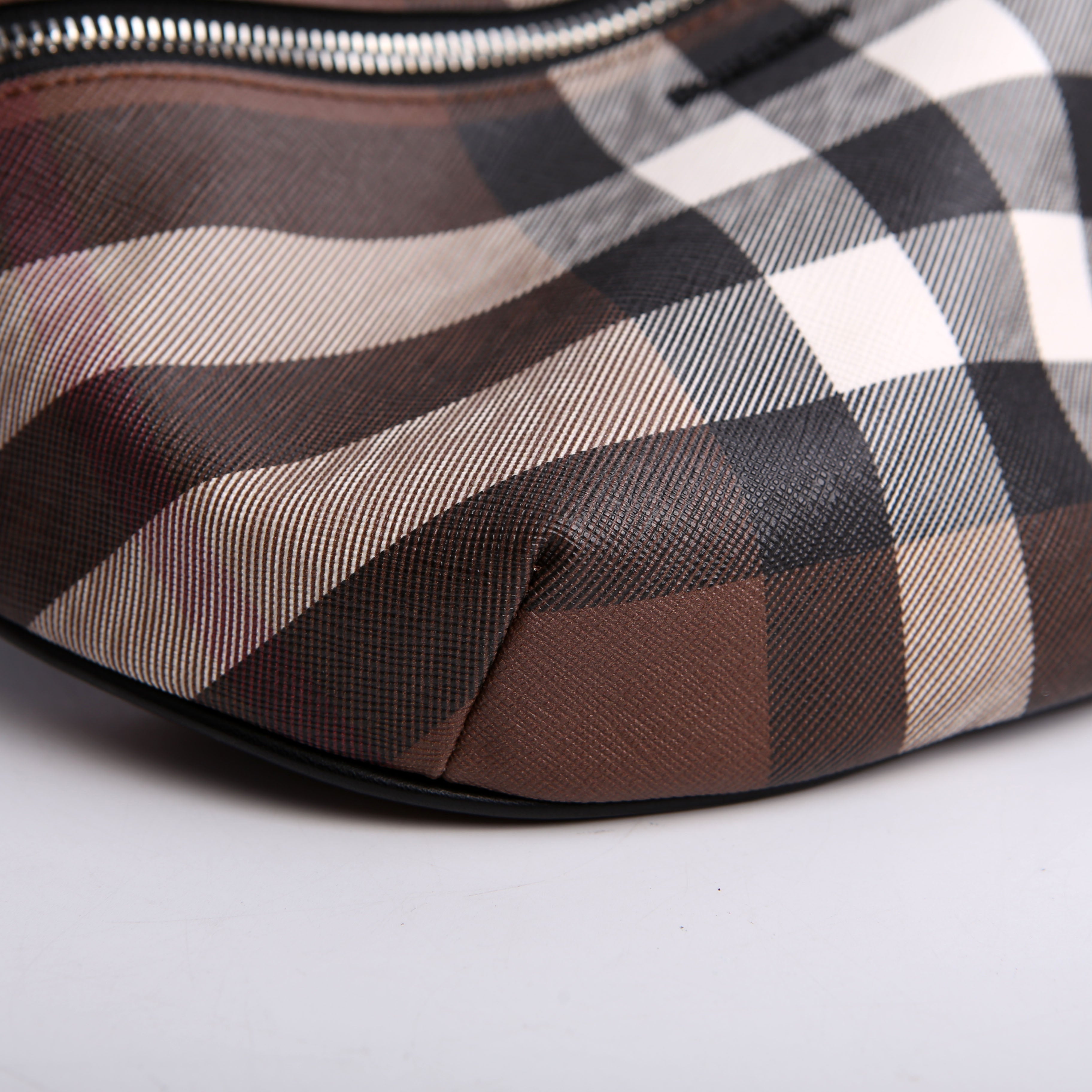 Cason E-Canvas Check Belt Bag Brown/Black