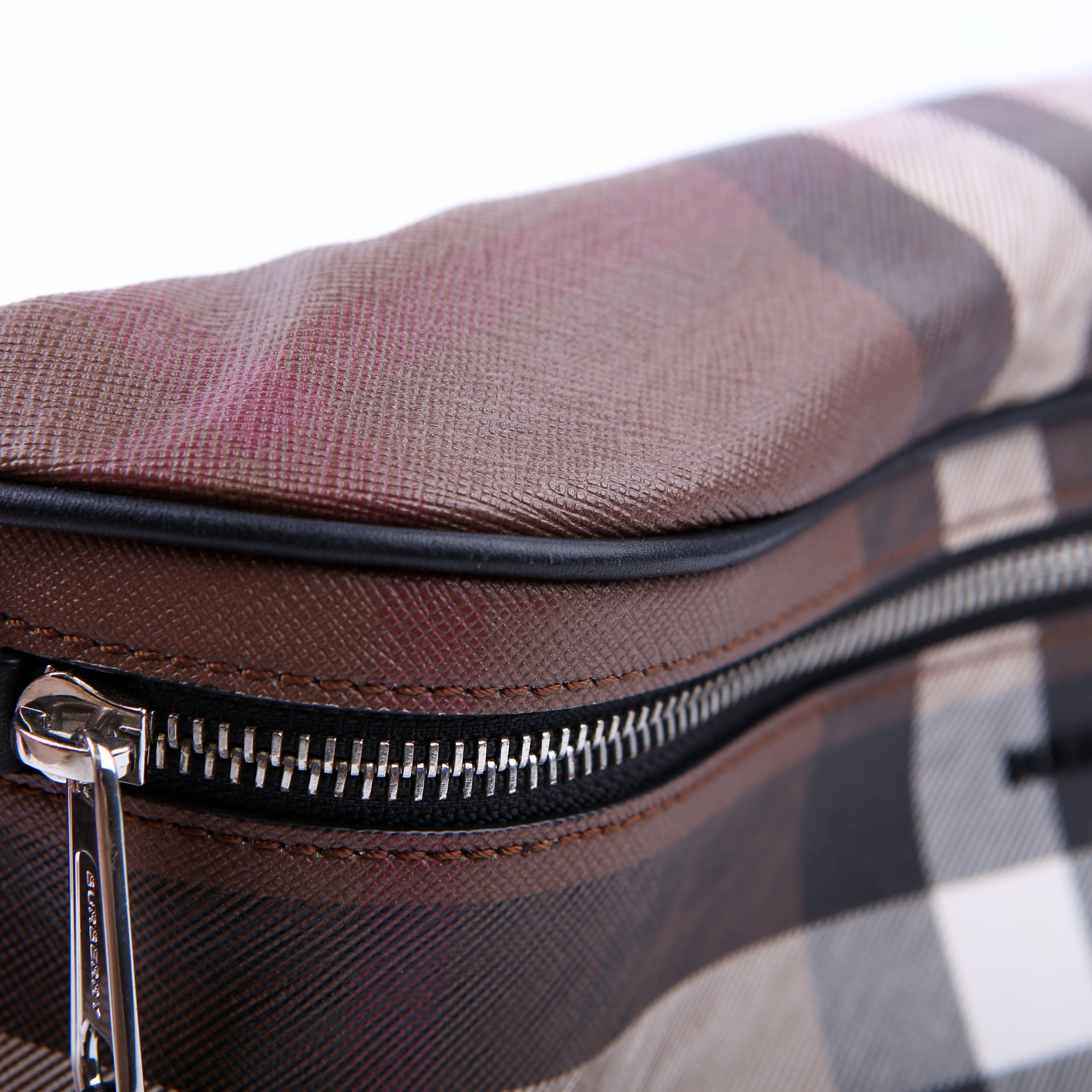 Cason E-Canvas Check Belt Bag Brown/Black