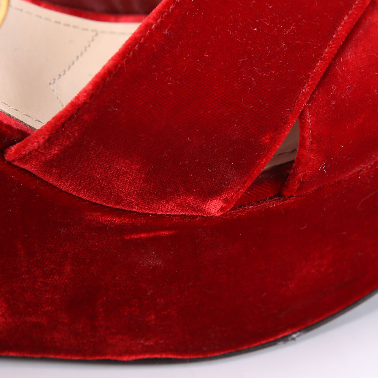 Prada Slingback Platform Velvet Sandals Size 38 Red