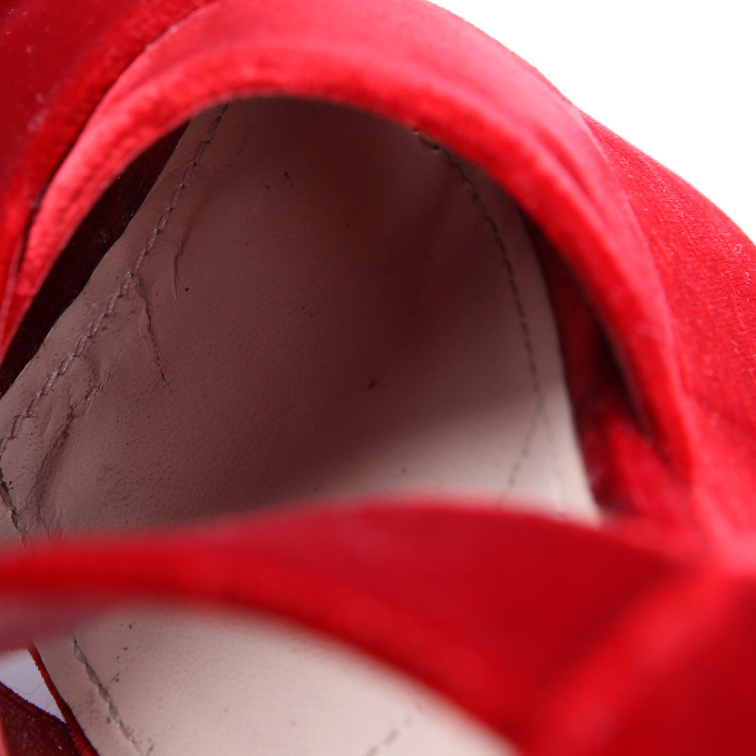 Prada Slingback Platform Velvet Sandals Size 38 Red