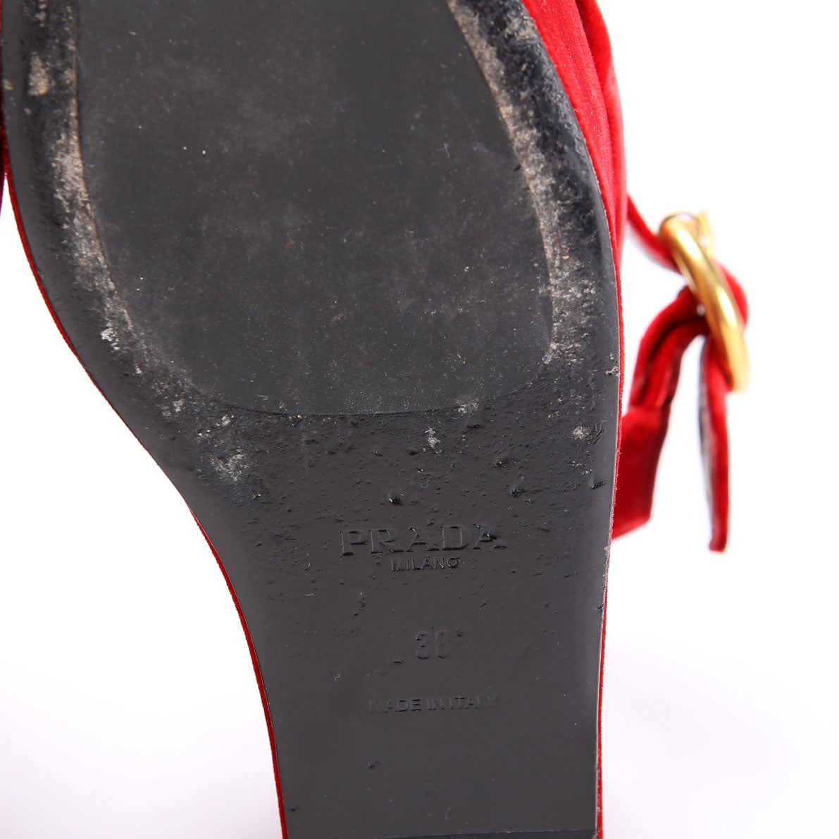 Prada Slingback Platform Velvet Sandals Size 38 Red
