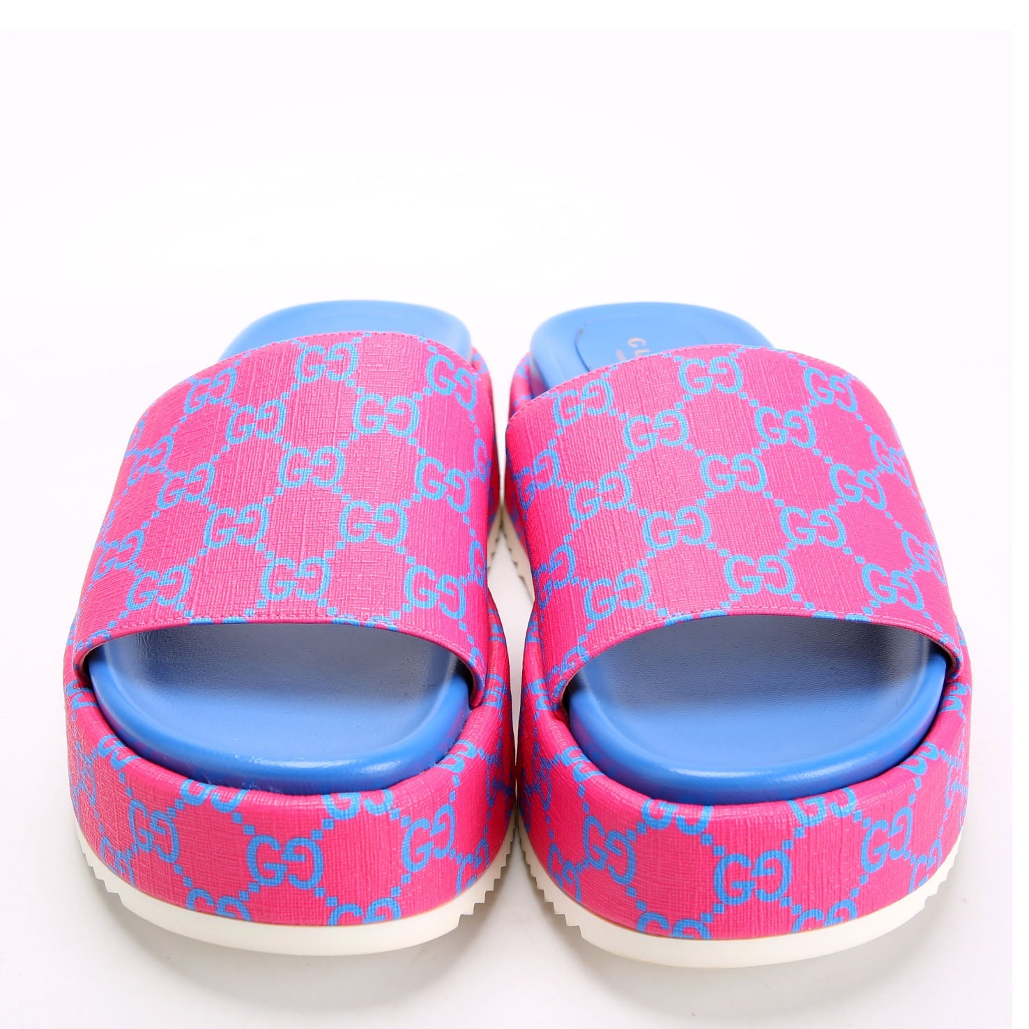 Angelina Platform Slide Sandals Size 39.5 Pink/Blue