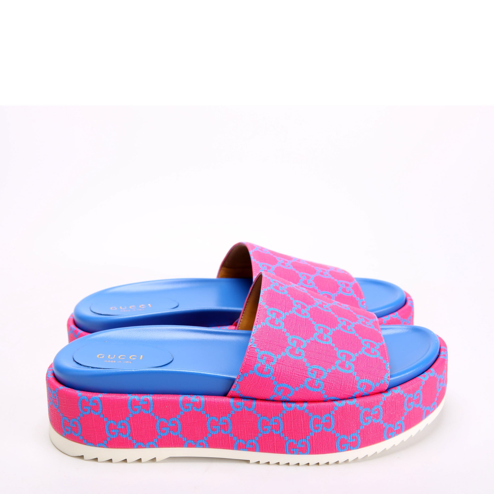 Angelina Platform Slide Sandals Size 39.5 Pink/Blue