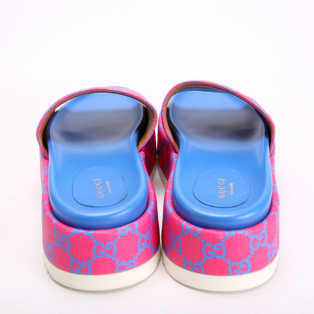 Angelina Platform Slide Sandals Size 39.5 Pink/Blue