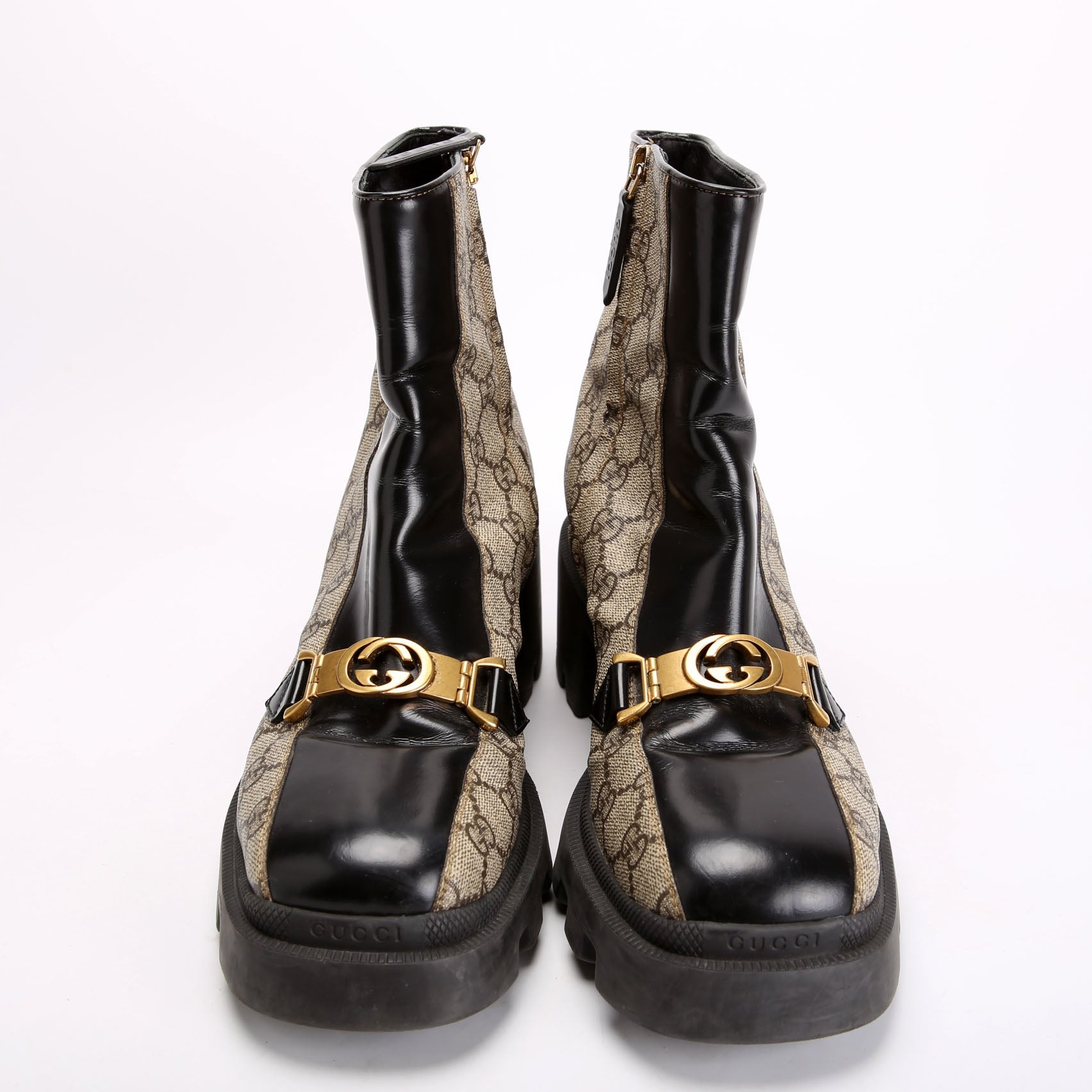 Gucci GG Supreme Interlocking Boot Size 40 Beige/Black