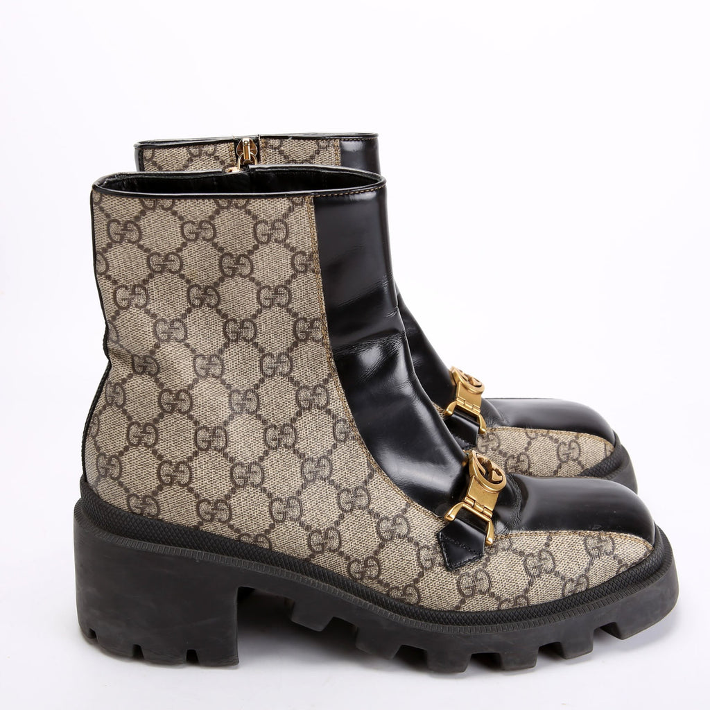 Gucci GG Supreme Interlocking Boot Size 40 Beige/Black