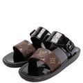 Sunbath Flat Mule Sandals Size 38 Black/Brown