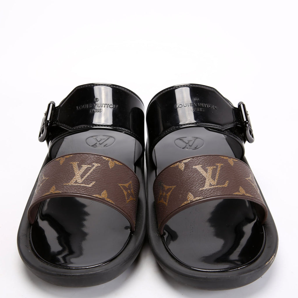 Sunbath Flat Mule Sandals Size 38 Black/Brown