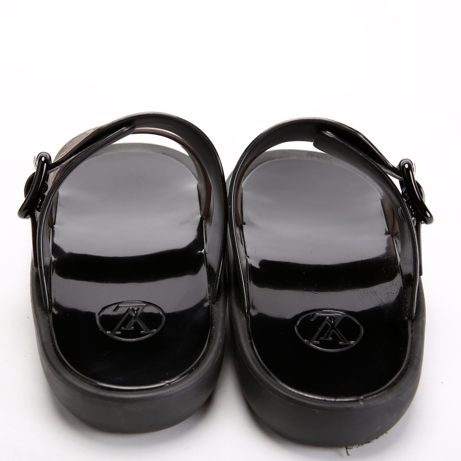Sunbath Flat Mule Sandals Size 38 Black/Brown