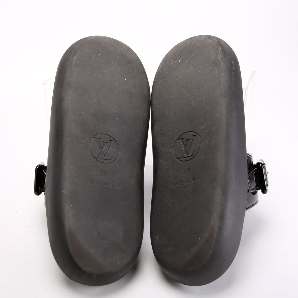 Sunbath Flat Mule Sandals Size 38 Black/Brown