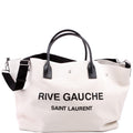 SAINT LAURENT Rive Gauche Canvas Maxi Tote White/Black