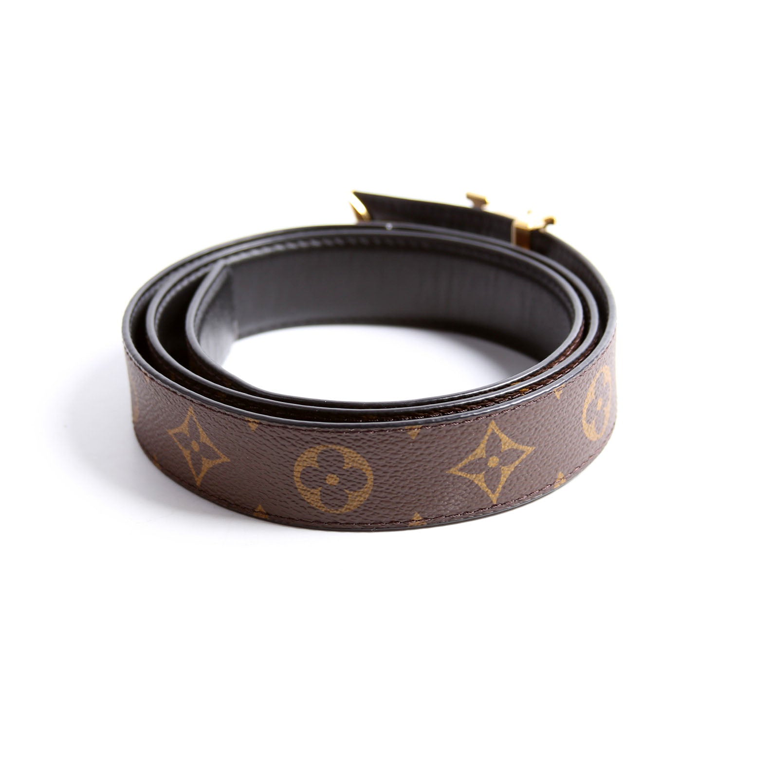 Pretty LV 30MM Reversible Leather/Monogram Belt Size 90/36 Brown