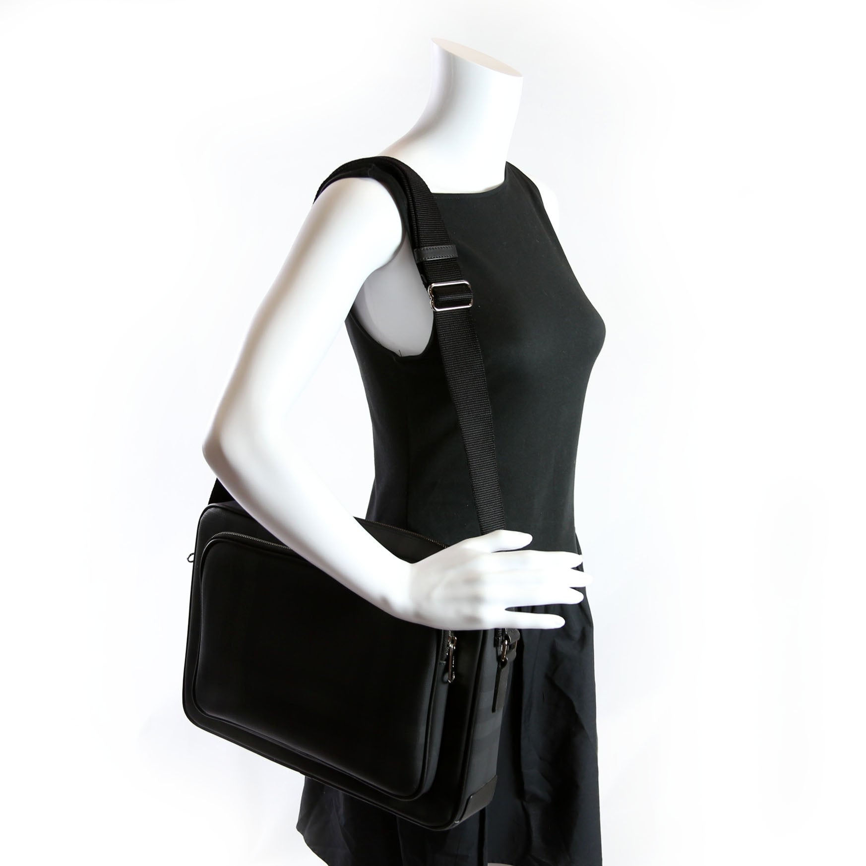Marlon Check Messenger Black