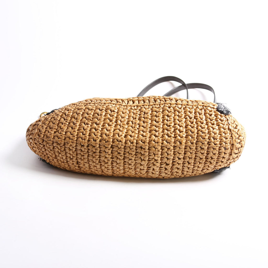 574432 Marmont Raffia Tote Medium Brown/Black