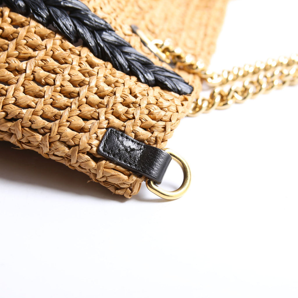 574432 Marmont Raffia Tote Medium Brown/Black