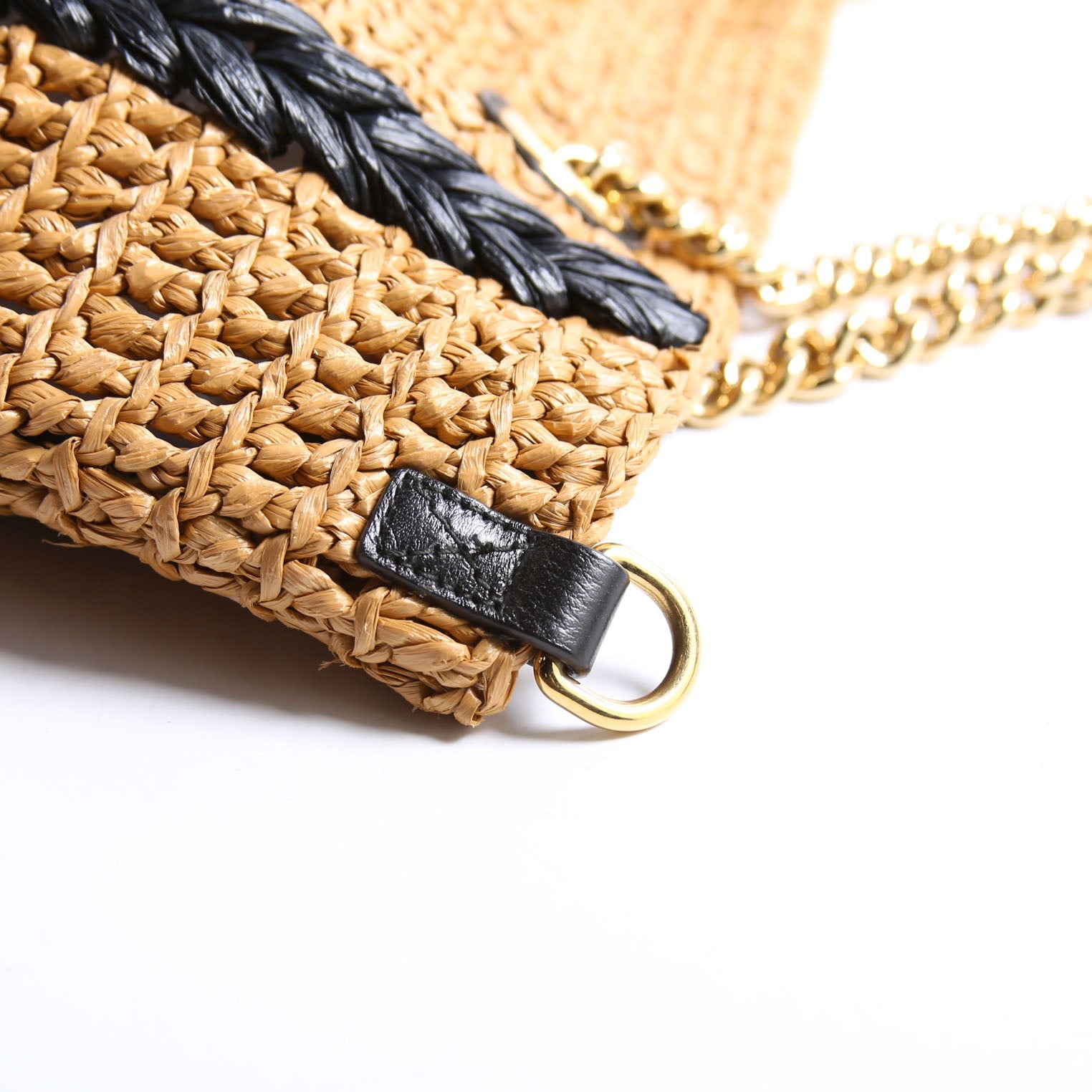 574432 Marmont Raffia Tote Medium Brown/Black