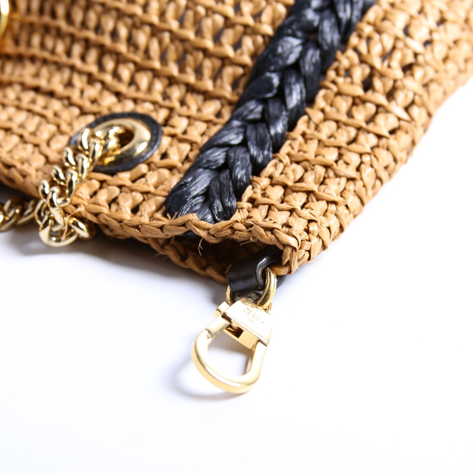 574432 Marmont Raffia Tote Medium Brown/Black