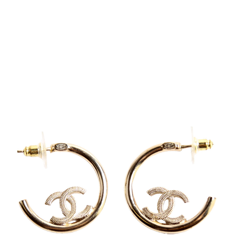 Metal Textured CC Hoops Gold