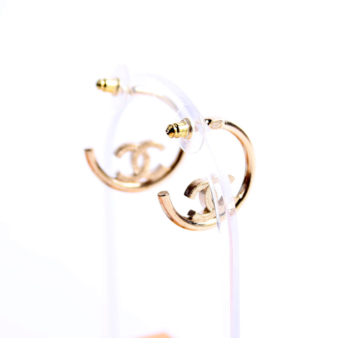 Metal Textured CC Hoops Gold