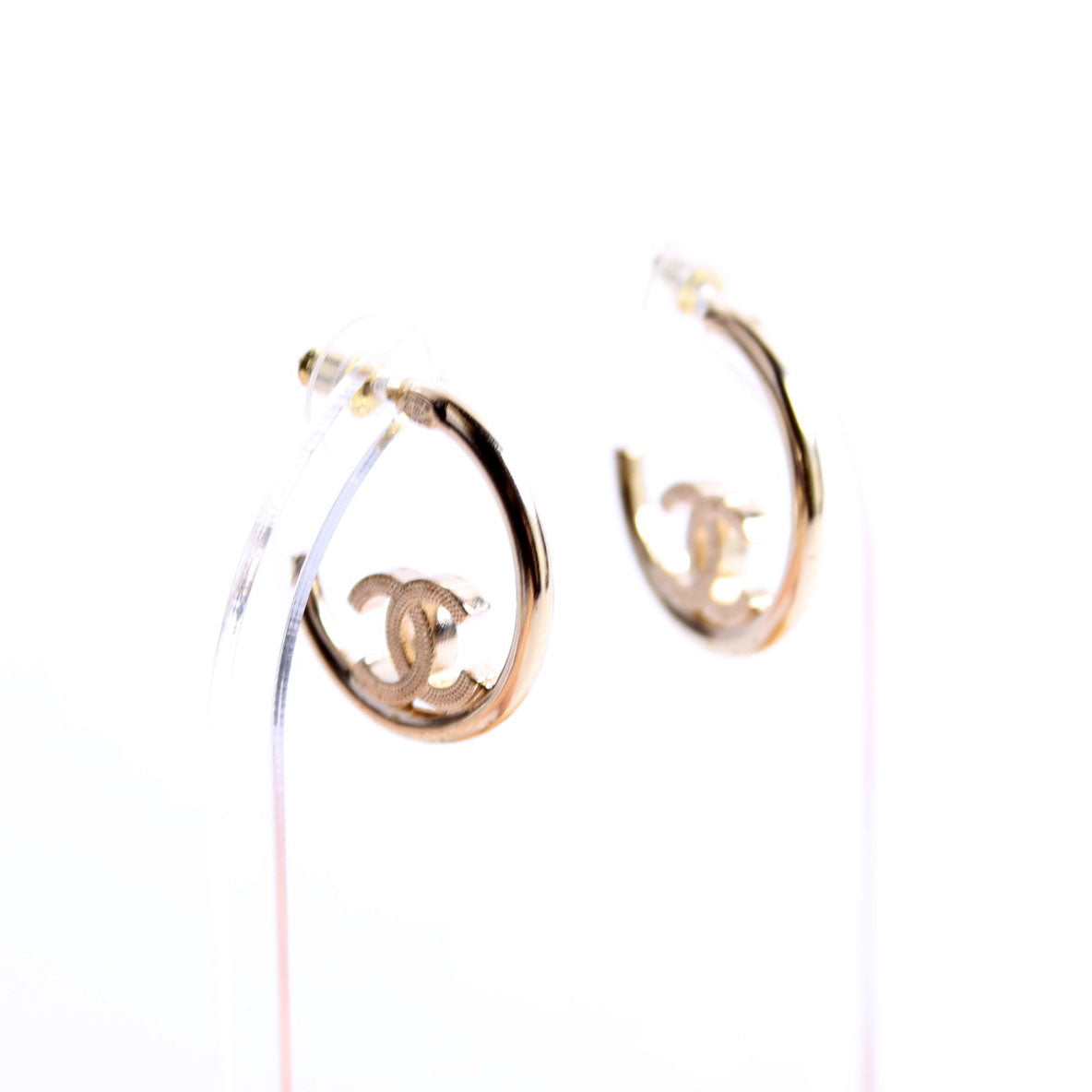 Metal Textured CC Hoops Gold