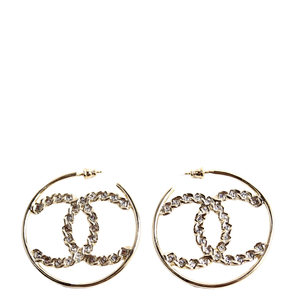 CC Crystal Hoops Earrings Gold
