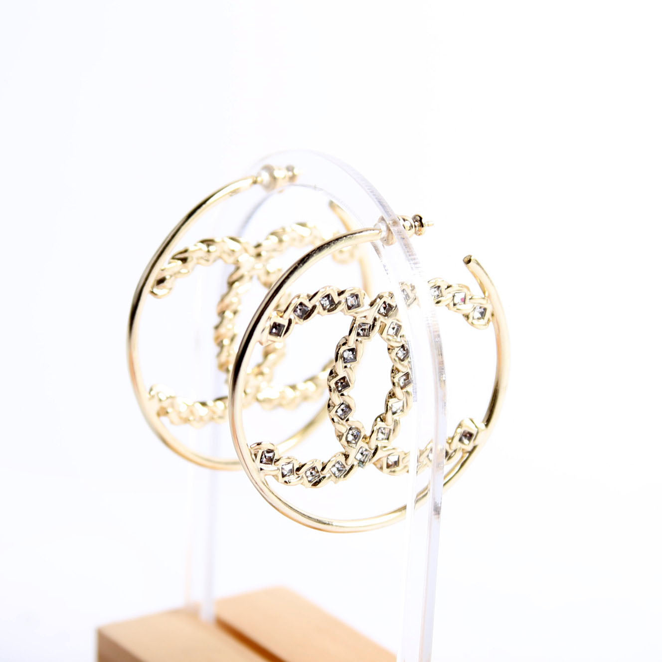 CC Crystal Hoops Earrings Gold