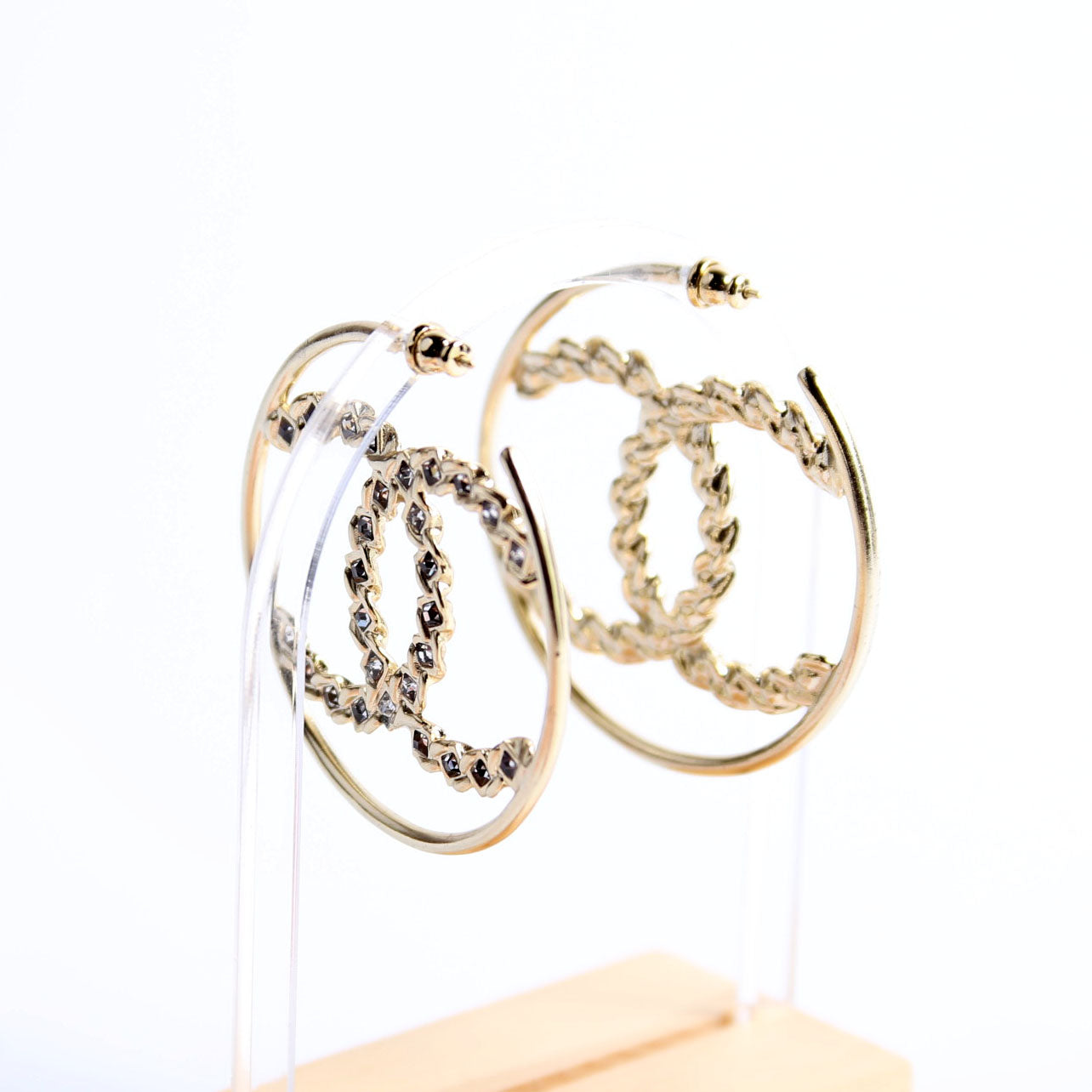 CC Crystal Hoops Earrings Gold