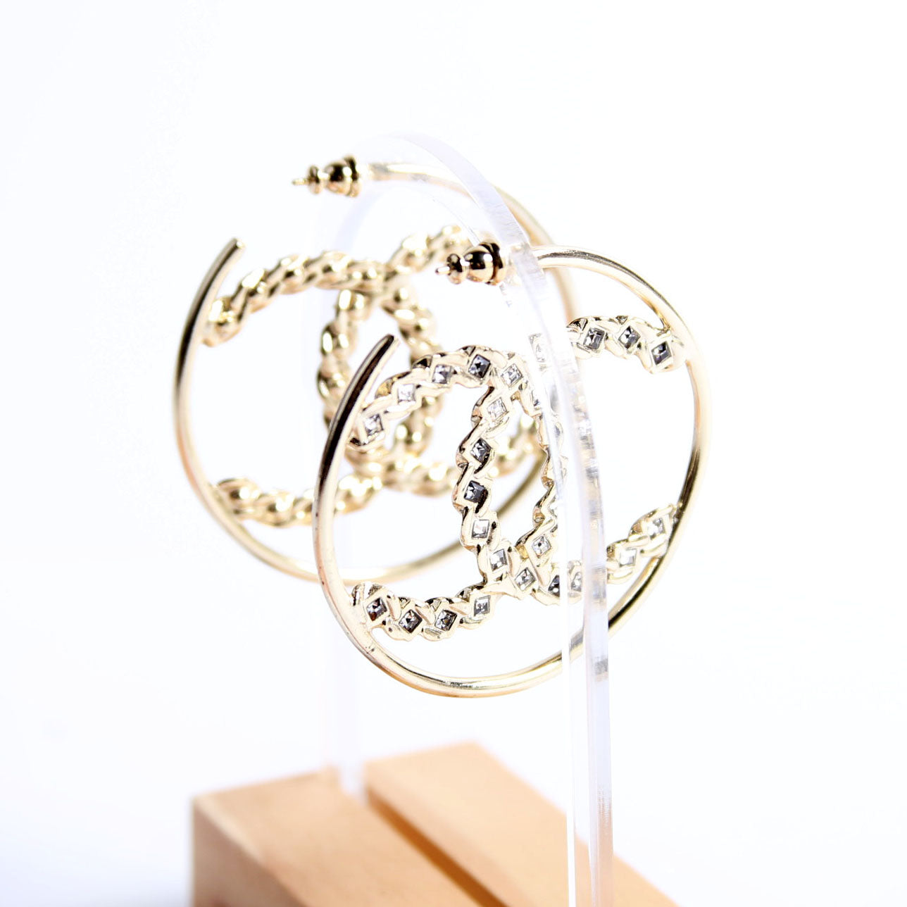 CC Crystal Hoops Earrings Gold