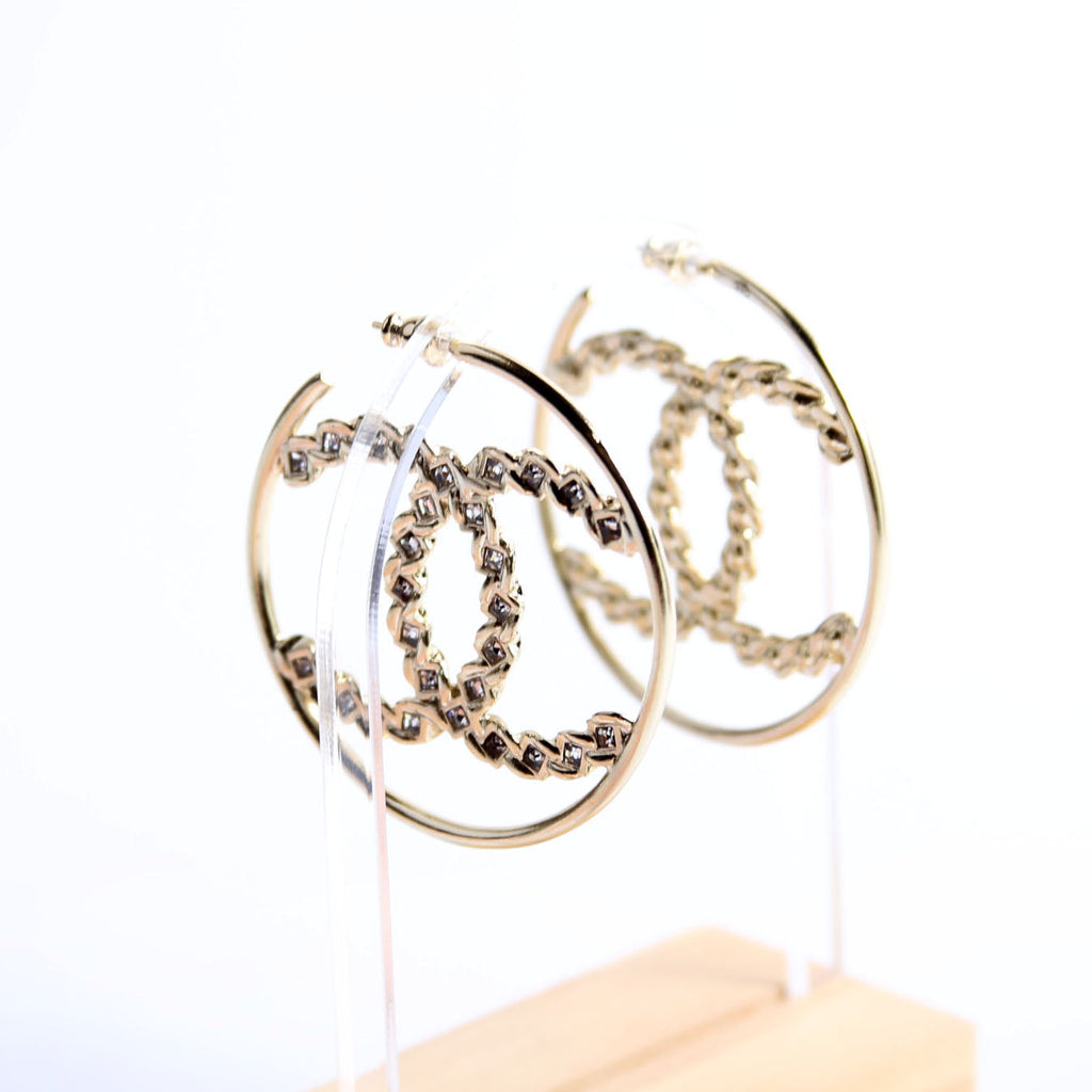 CC Crystal Hoops Earrings Gold