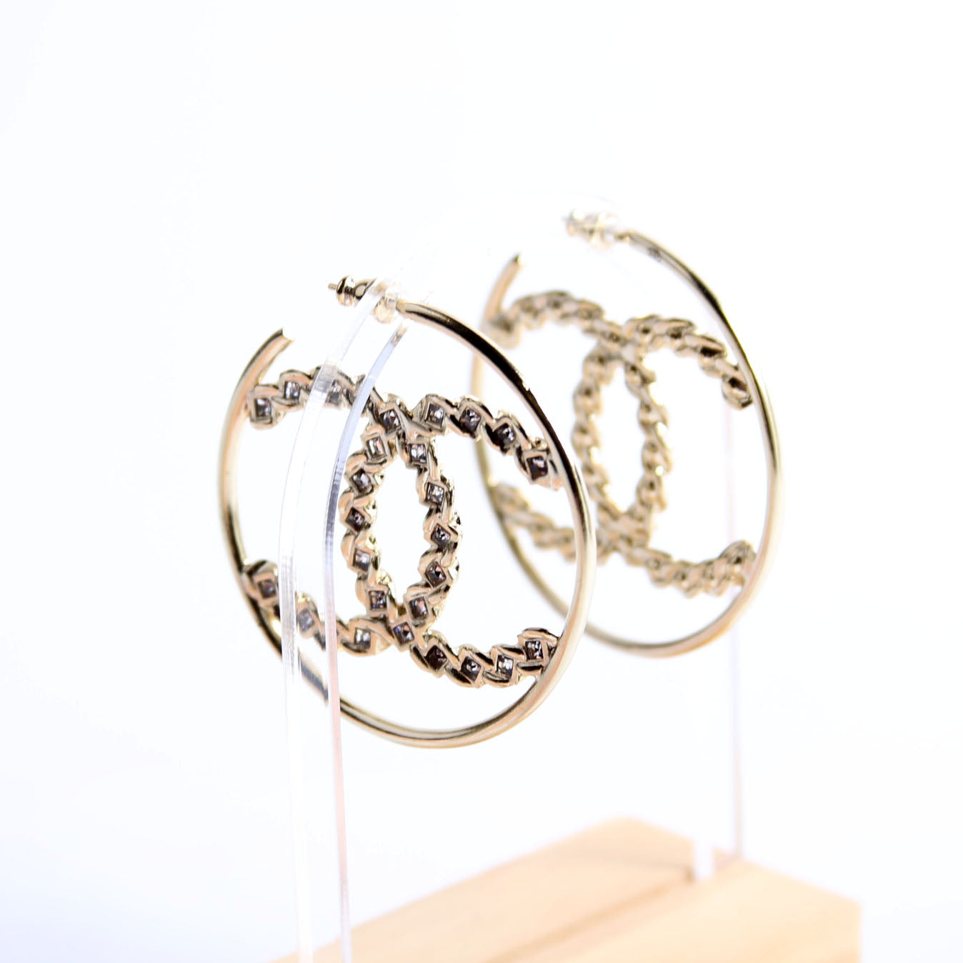CC Crystal Hoops Earrings Gold