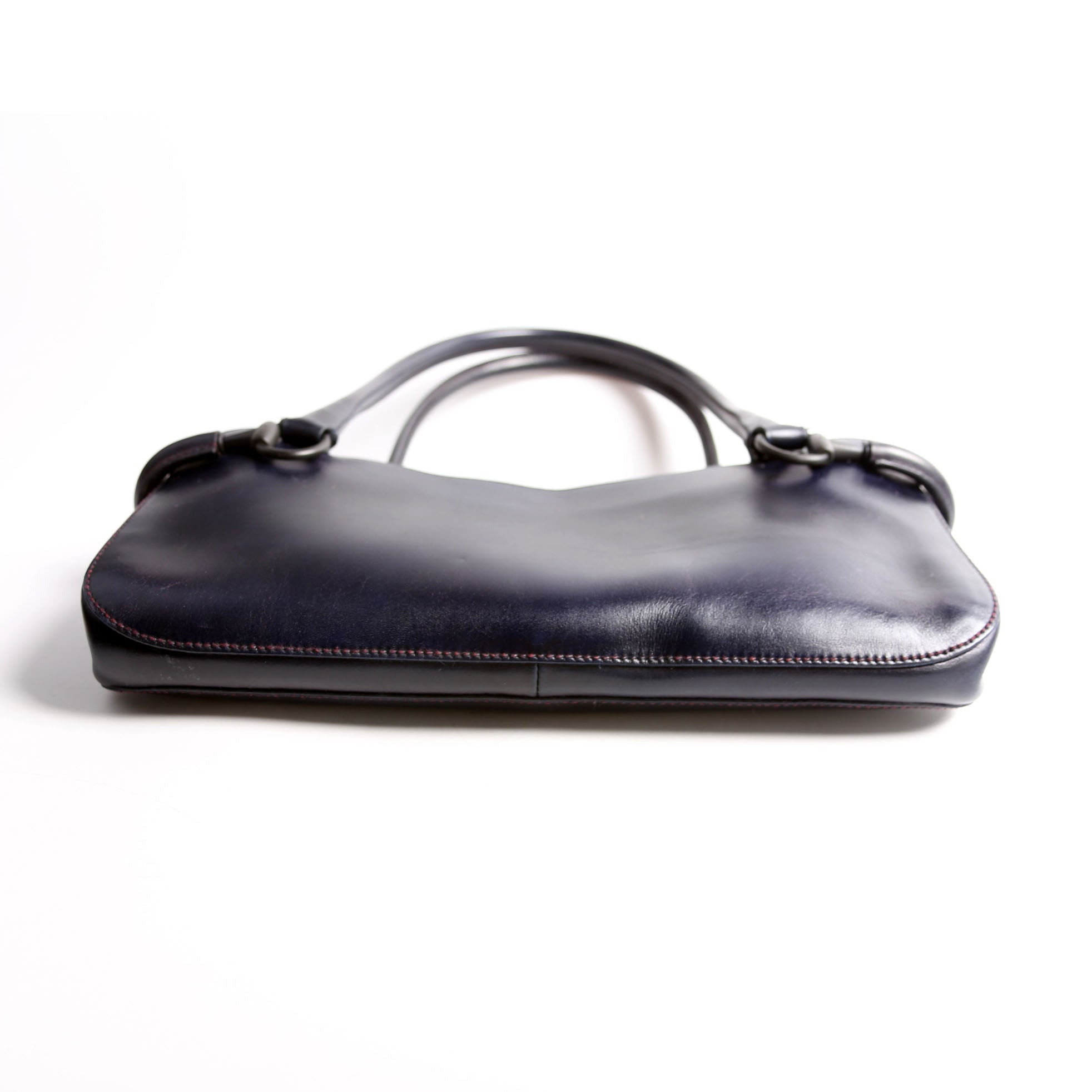 101345 Horsebit Leather Tote Navy