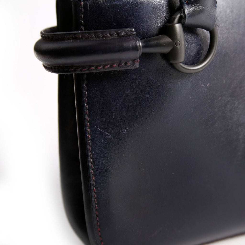 101345 Horsebit Leather Tote Navy