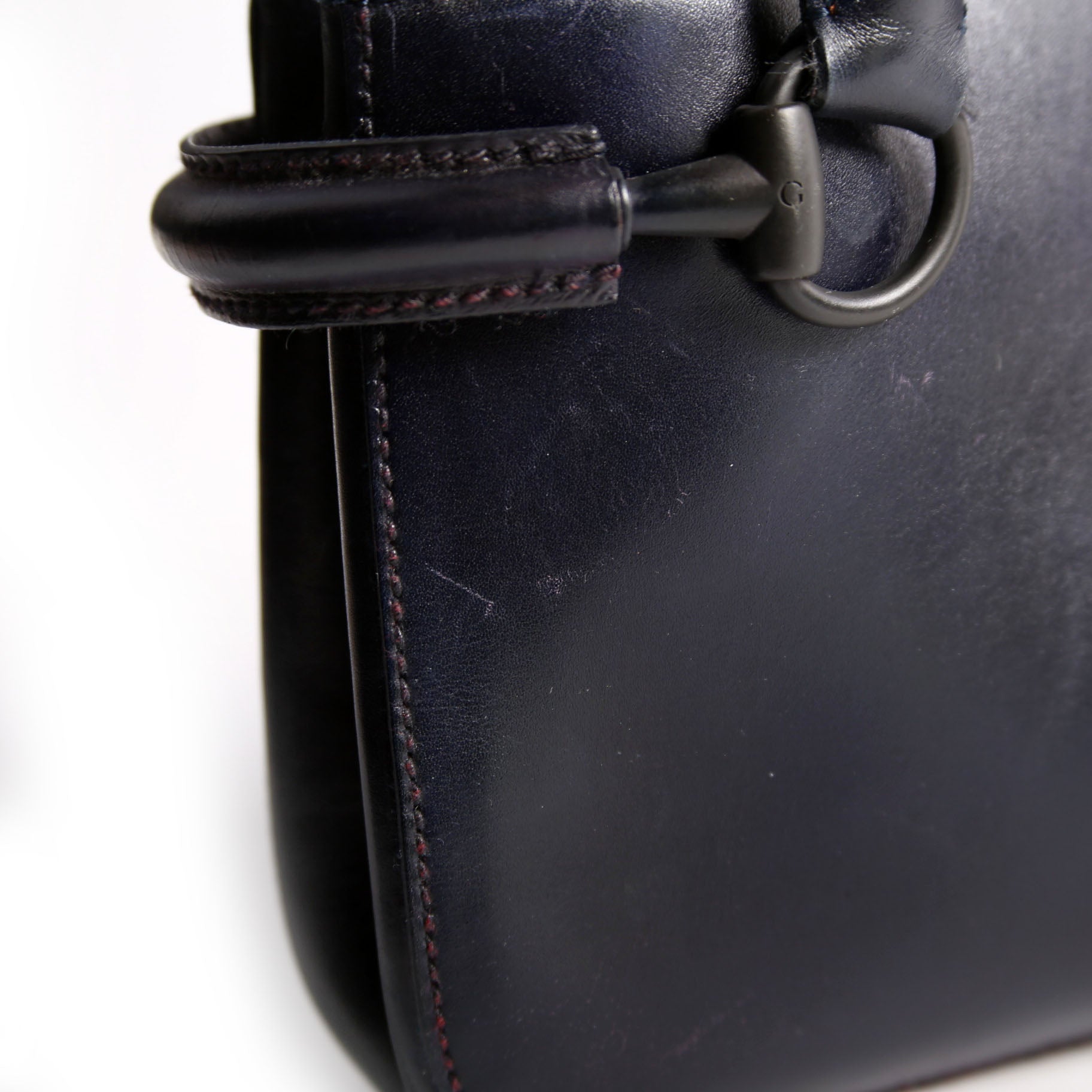 101345 Horsebit Leather Tote Navy