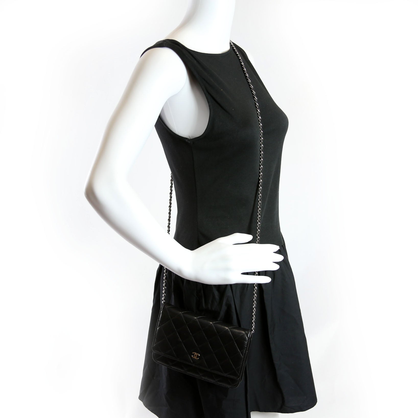 WOC Classic Quilted Lambskin Black