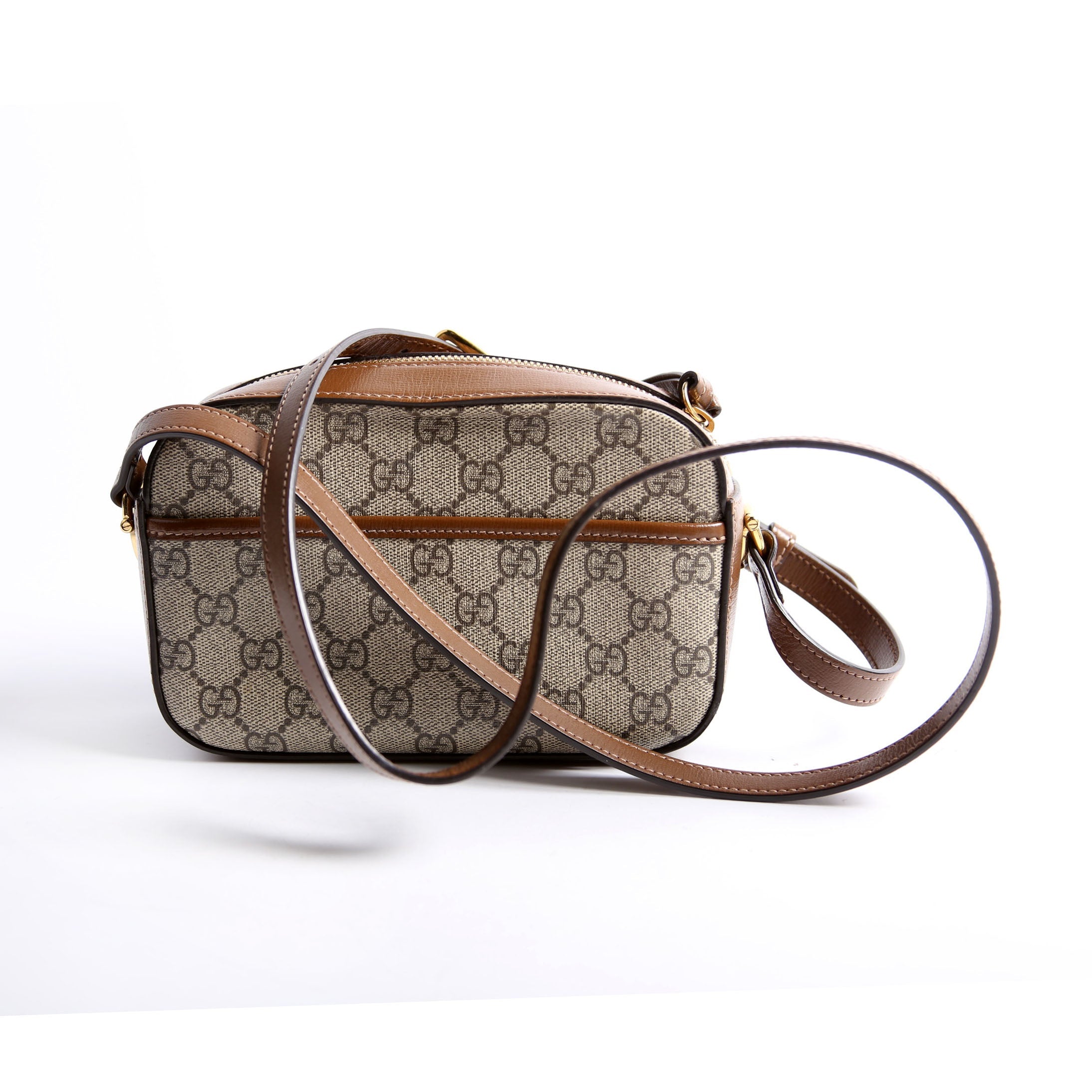 760196 Horsebit 1955 GG Supreme Shoulder Bag Small Brown