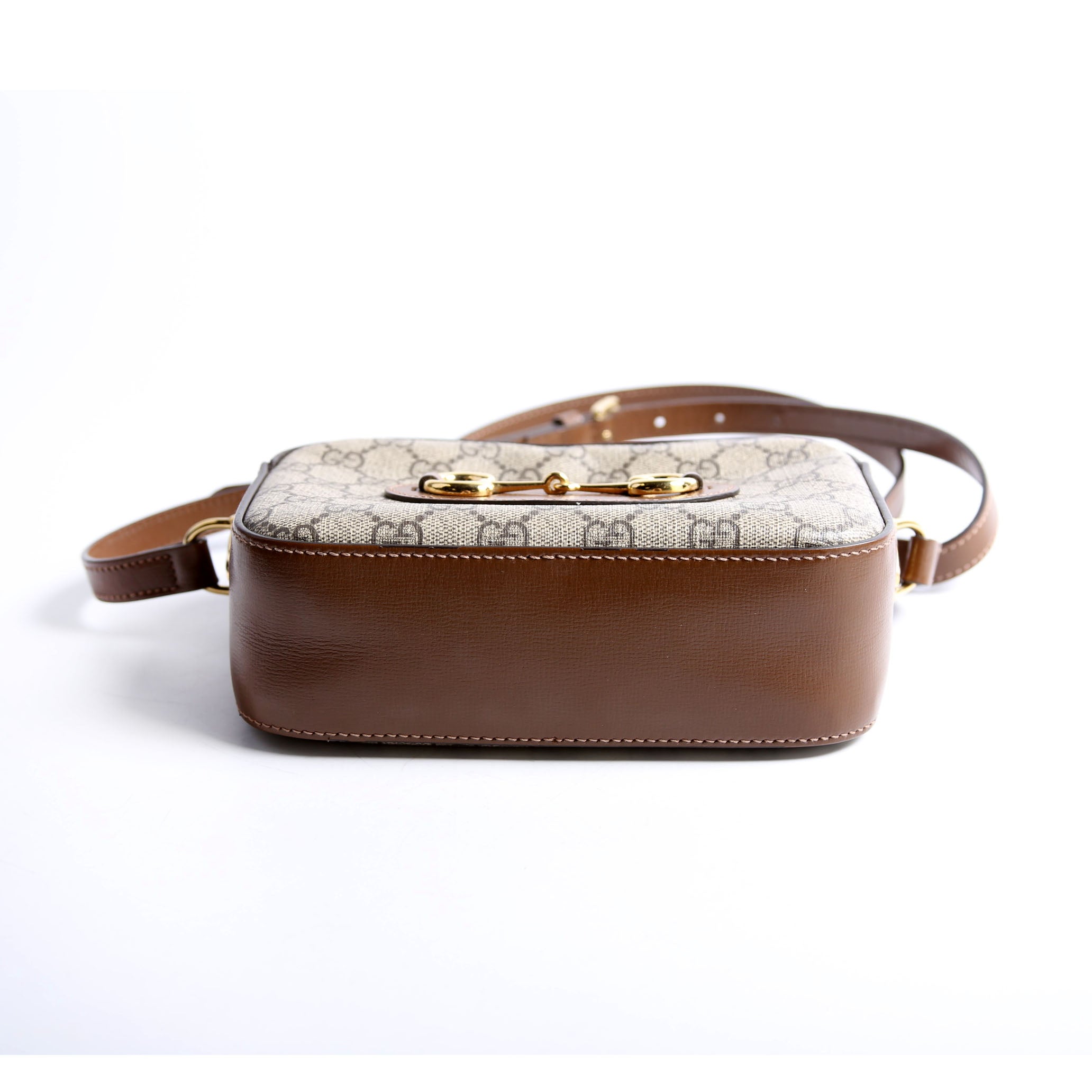 760196 Horsebit 1955 GG Supreme Shoulder Bag Small Brown