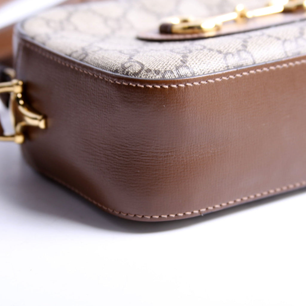 760196 Horsebit 1955 GG Supreme Shoulder Bag Small Brown