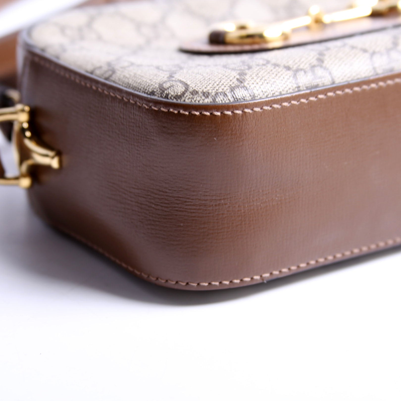 760196 Horsebit 1955 GG Supreme Shoulder Bag Small Brown